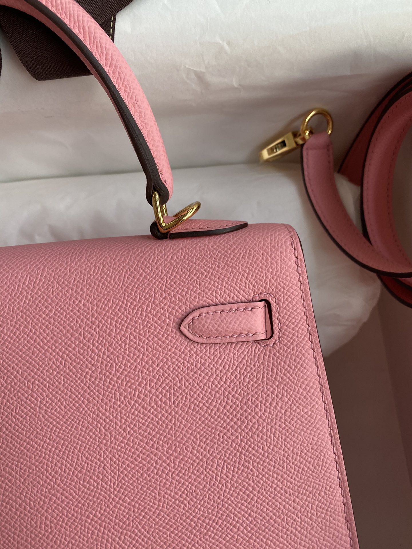 Hermes Kelly 25cm Handbag Shoulder Bag in Pink Epsom Leather